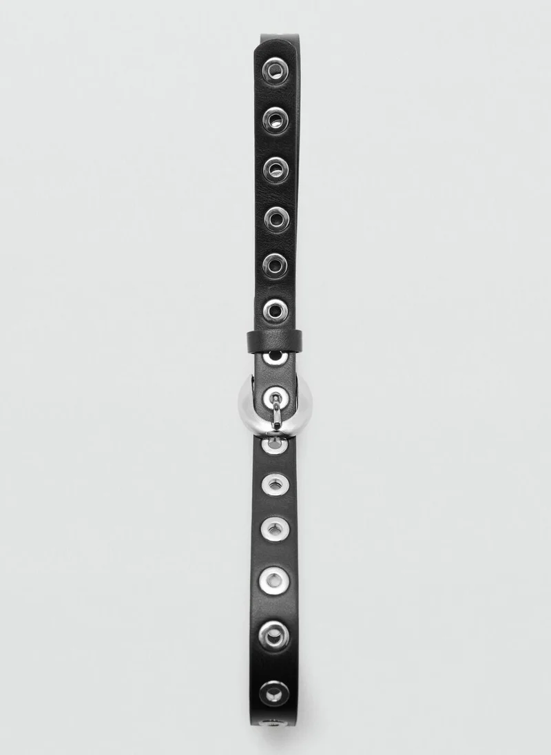 MANGO Thin eyelets belt